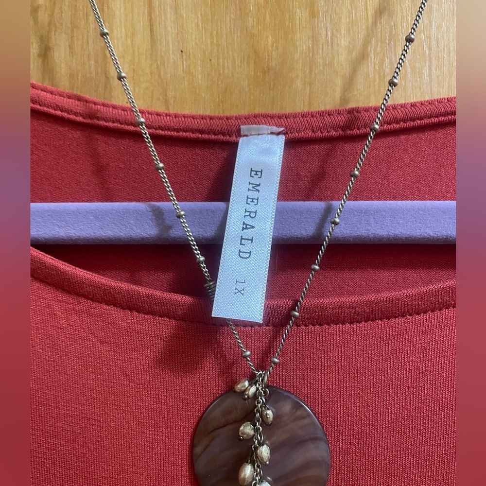 Emerald Orange and Brown Oversized Tunic 1X - Picture 4 of 7